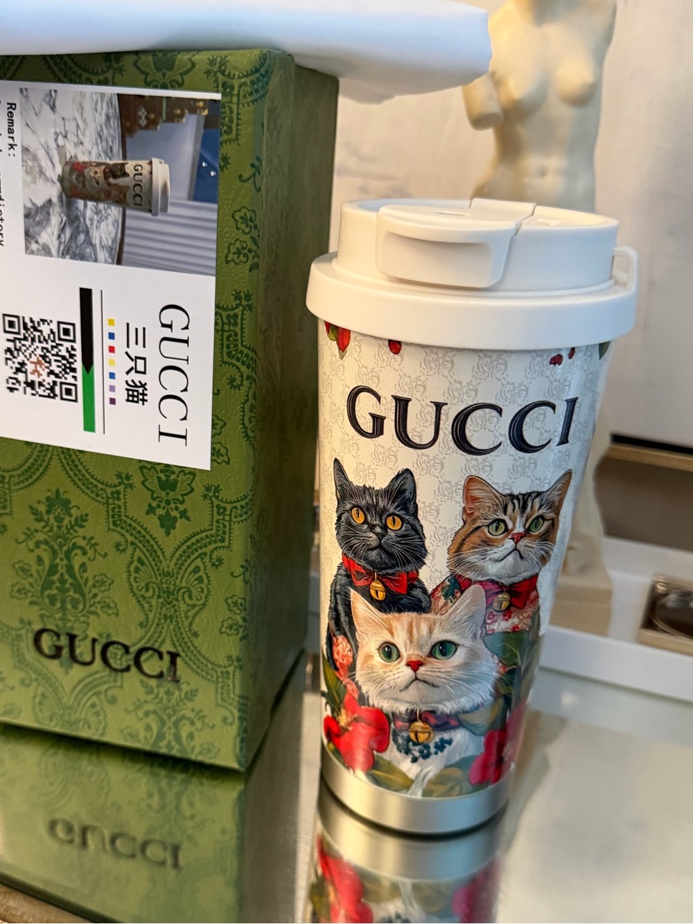 New Gucci GWP Cat 🐈⬛ themed design Travel Tumbler - Multicolor - Picture 6 of 14